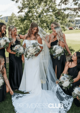 Rosalind | Sheath Column Pleats and Slit Black Satin Long Bridesmaid Dress - Price #price_variant_lowest# - Black - PromDressClub